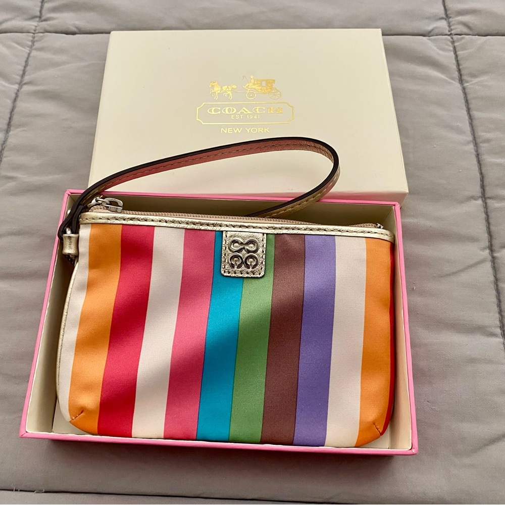 Coach Multicolor Striped Wristlet